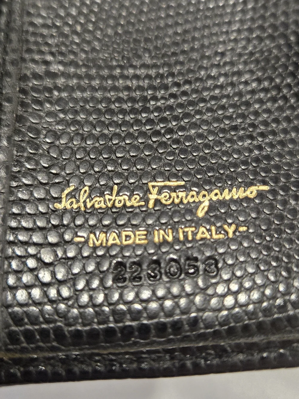 Salvatore Ferragamo Black Leather Wallet with Gold Logo Plaque